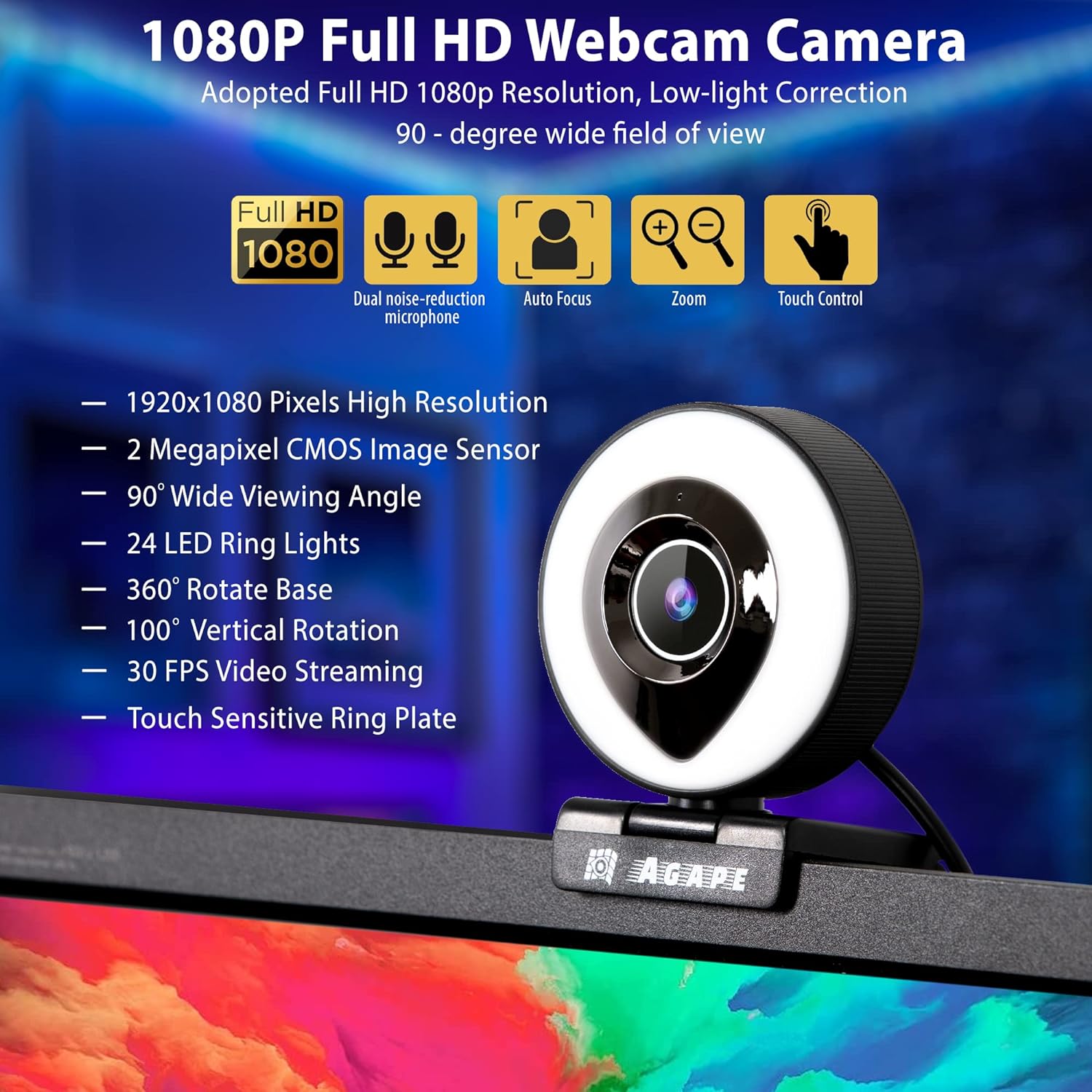 Cámara web 4K con micrófono Cámara web de transmisión Full HD para