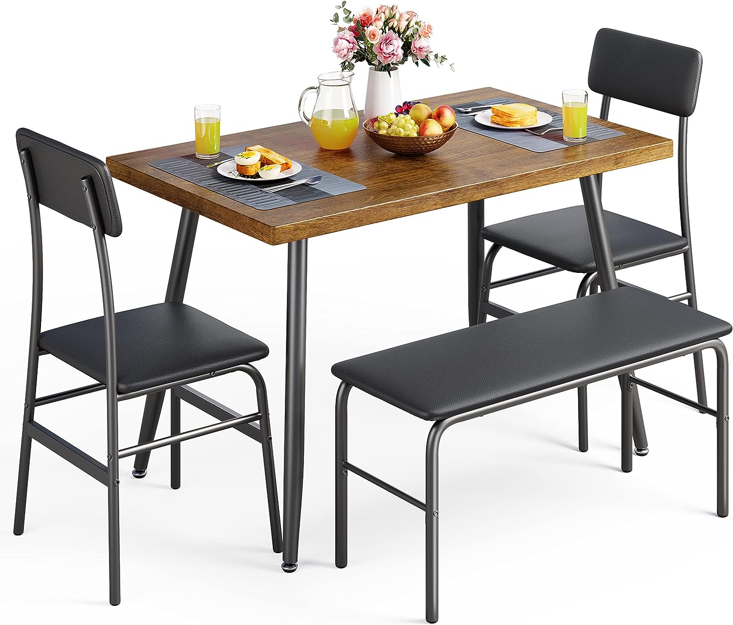 Gizoon Juego de mesa de comedor para 4, mesa de comedor de cocina con 4  sillas para espacio pequeño, apartamento