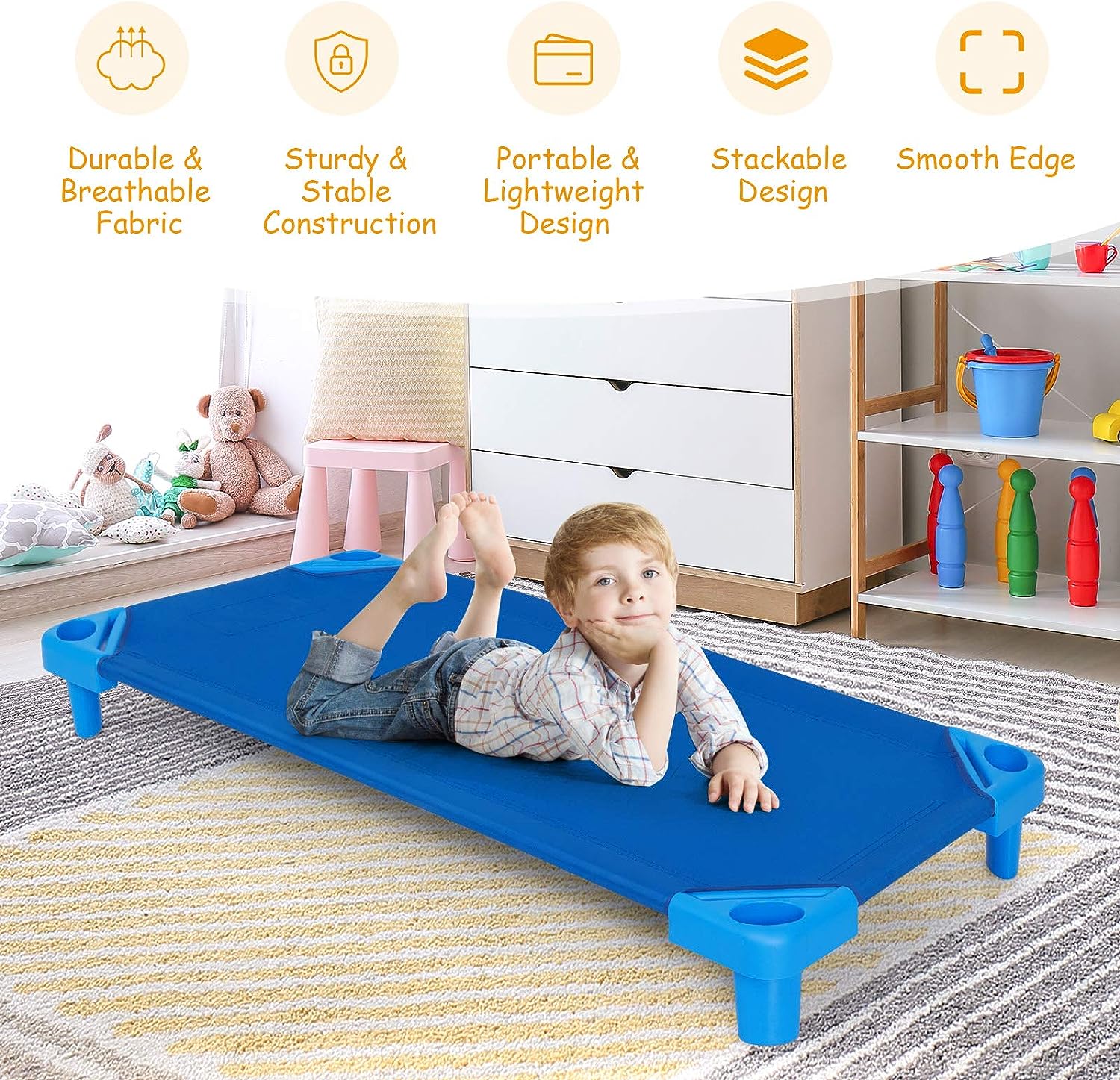 Cunas apilables para dormir para niños catre portátil para siesta para niños 52