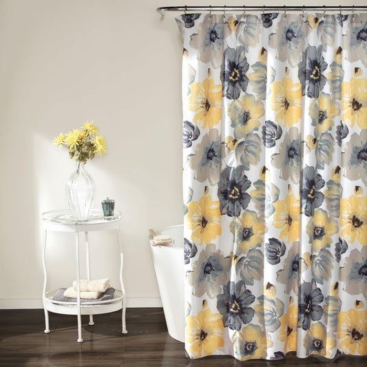 Lush Decor Leah Cortina de ducha de tela con diseño de flores grandes, 72 x 72