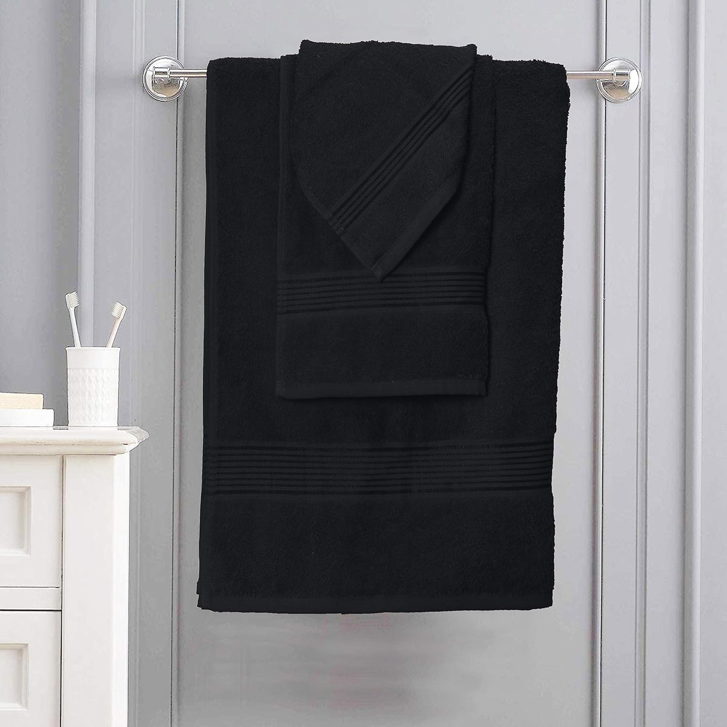 Elvana Home Juego de 6 toallas de algodón ultra suave que contiene 2  toallas de baño de 28 x 55 pulgadas, 2 toallas de mano de 16 x 24 pulgadas  y 2