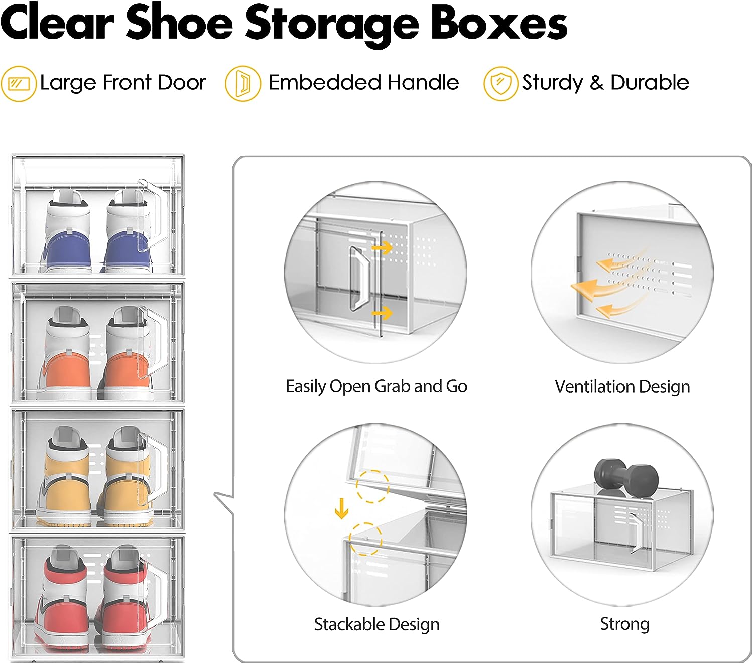 Organizador de zapatos caja de almacenamiento de zapatos cajas de zapatos  de plástico transparente apilables cajas de zapatos transparentes – Yaxa  Colombia