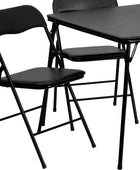 Juego de mesa y silla plegable 5 unidades color negro
