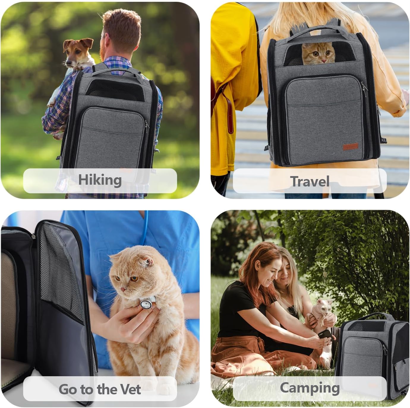 Mochila transportadora de mascotas, mochila expandible para perros pequeños,