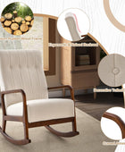Mecedora con otomana, silla mecedora tapizada con marco de madera de goma