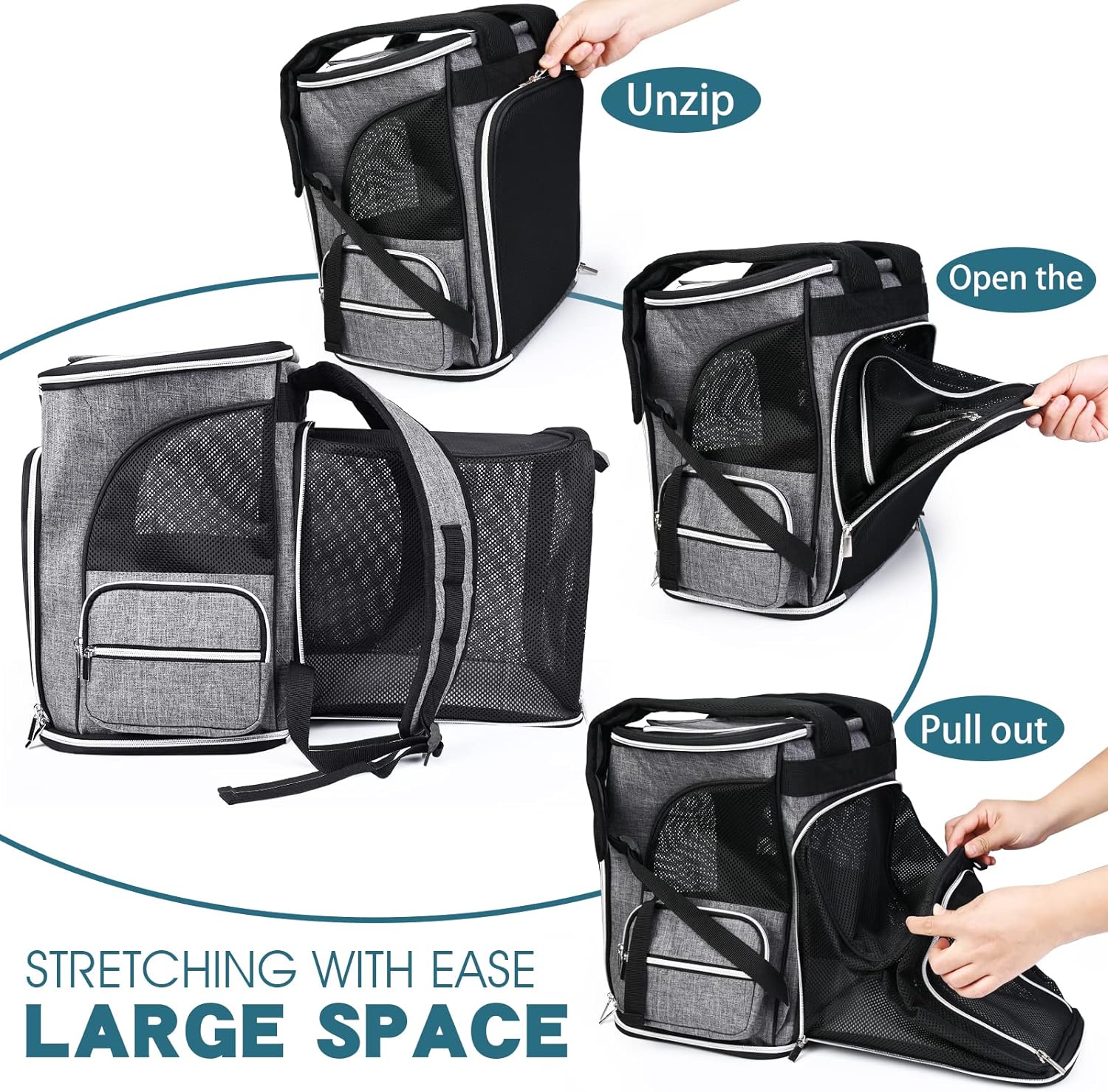 Mochila grande expandible para perros, transportador portátil de viaje -  VIRTUAL MUEBLES