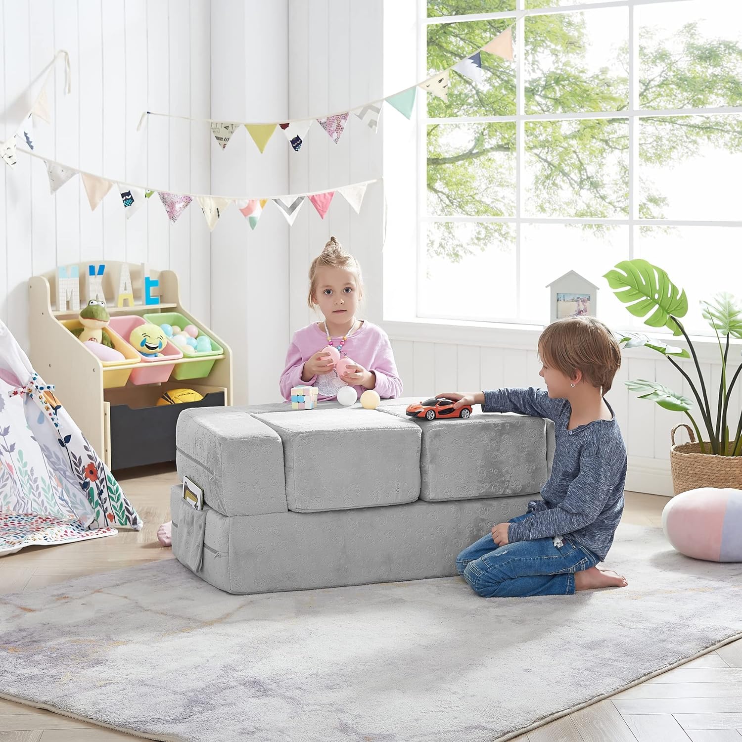 Sofá modular para niños, sofá biplaza modular para sala de juegos