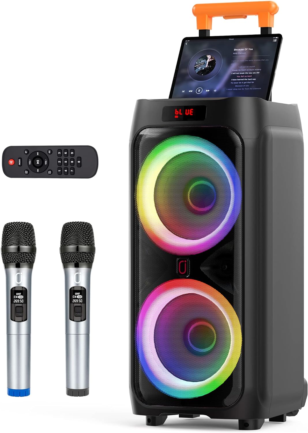 Máquina de karaoke con 2 micrófonos inalámbricos para adultos, altavoz -  VIRTUAL MUEBLES
