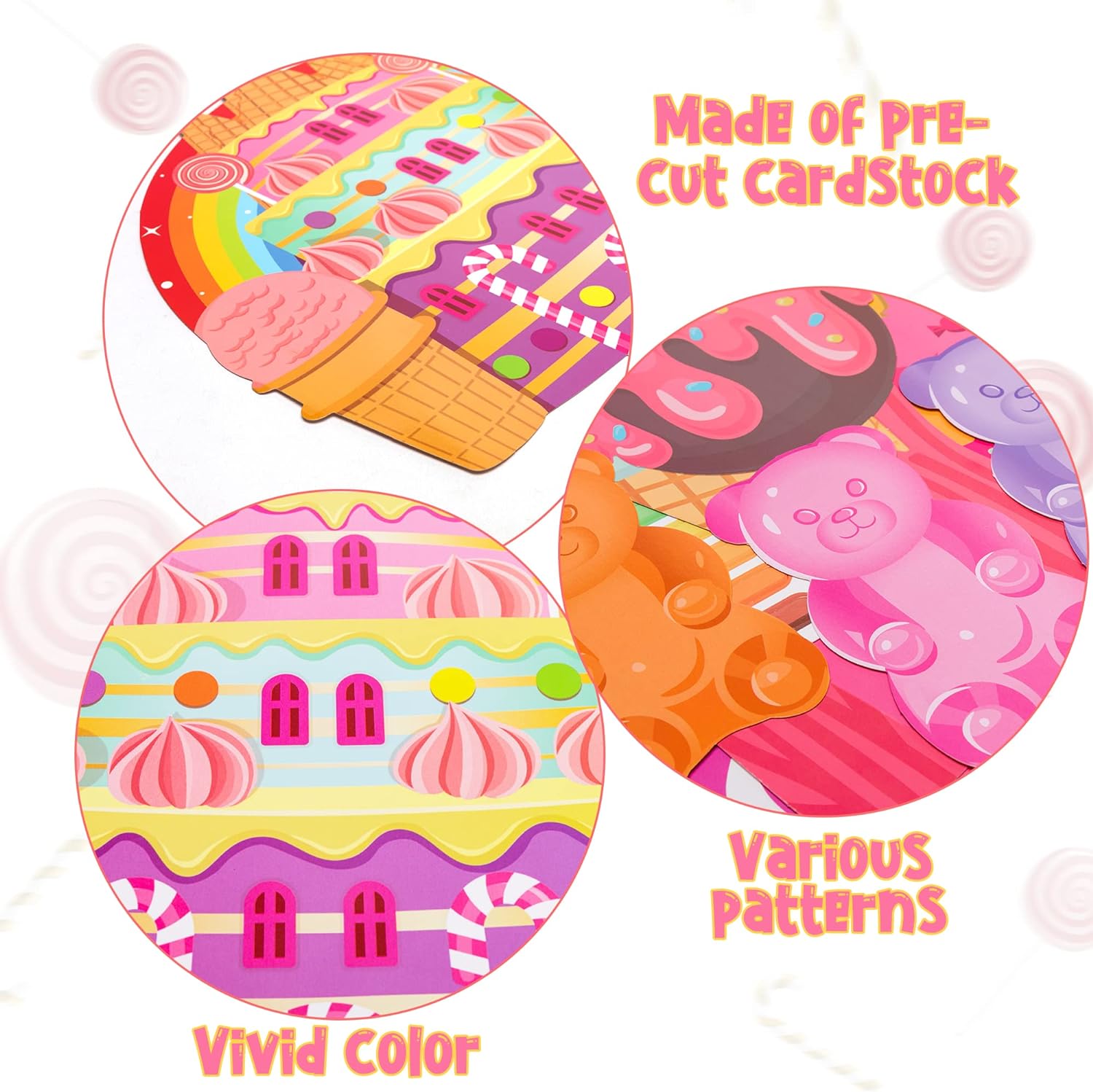 B1ykin Juego de 50 piezas de decoración de tablones de anuncios de Candyland