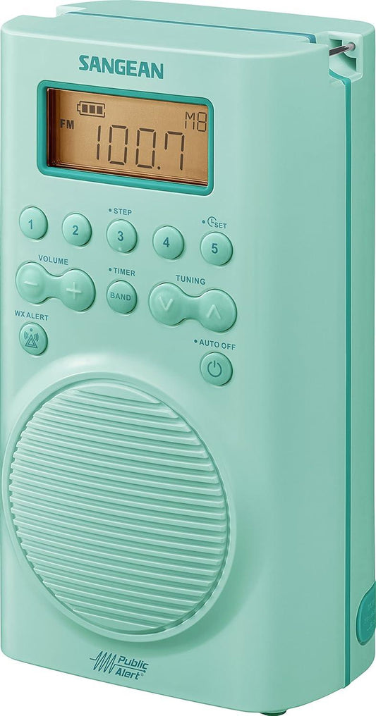 H205TQ AMFM Weather Alert Radio impermeable para ducha color turquesa - VIRTUAL MUEBLES