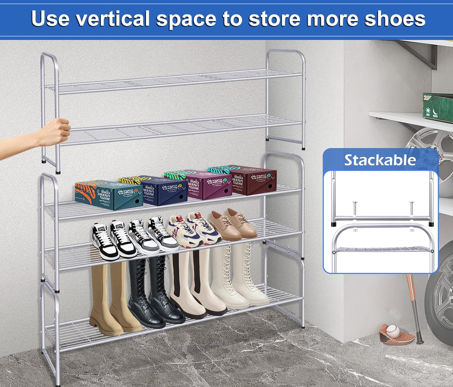 Zapatero largo de 2 niveles para armario organizador de zapatos para e -  VIRTUAL MUEBLES