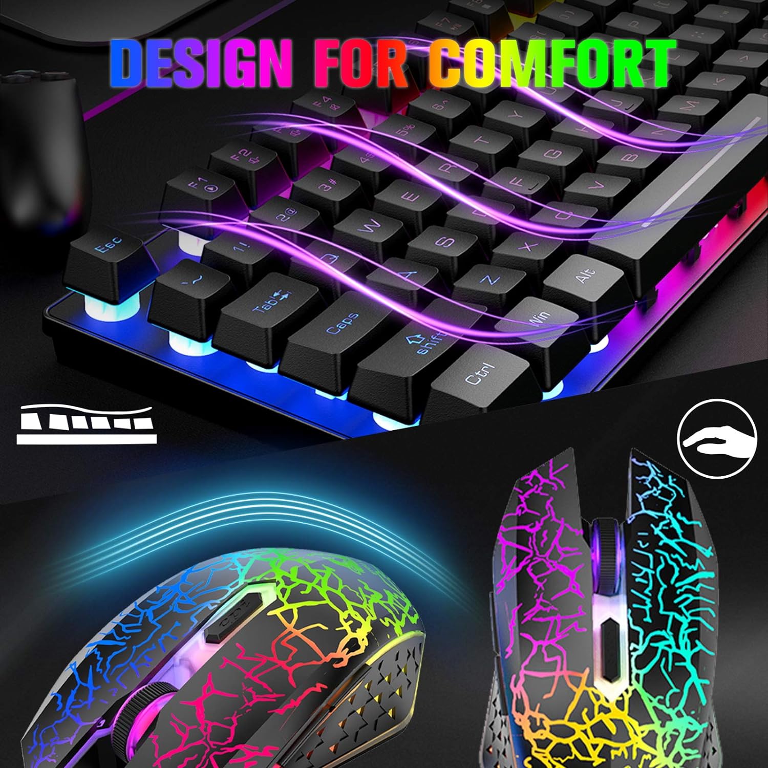 Teclado y ratón inalámbricos para juegos, ratón de teclado recargable