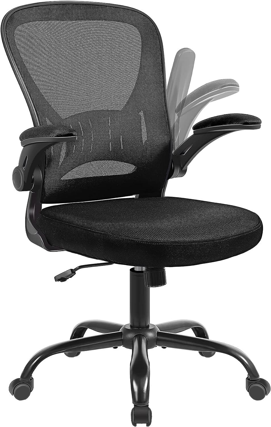 Silla de oficina en casa, silla de escritorio ergonómica blanca con soporte  lumbar ajustable y reposabrazos abatibles, silla de computadora de malla