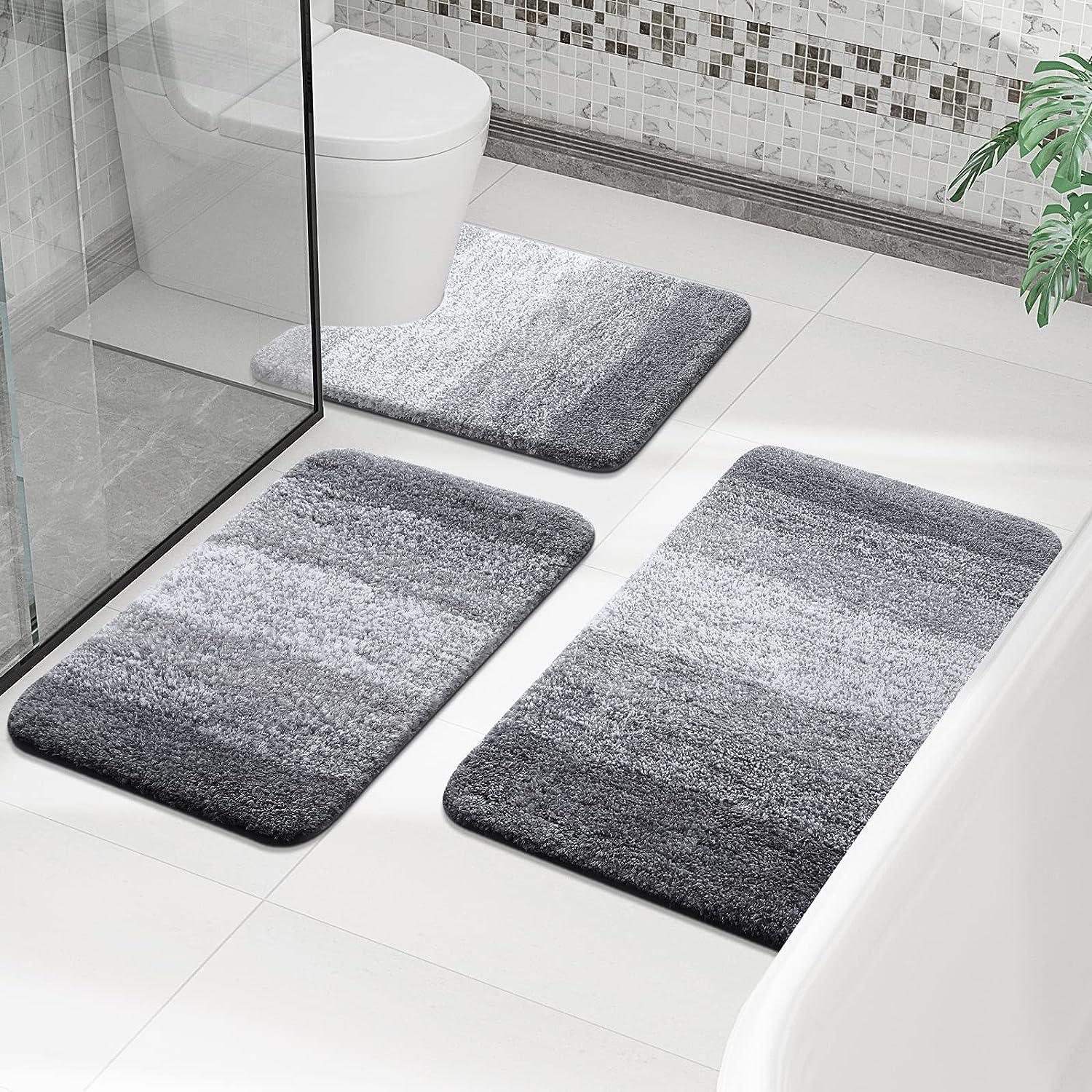  OLANLY - Tapete de baño de aspecto lujoso, tapete de baño hecho  de microfibra extrasuave y ultraabsorbente, tapete de cerdas largas para el  baño, antideslizante, esponjoso, para lavar y secar a