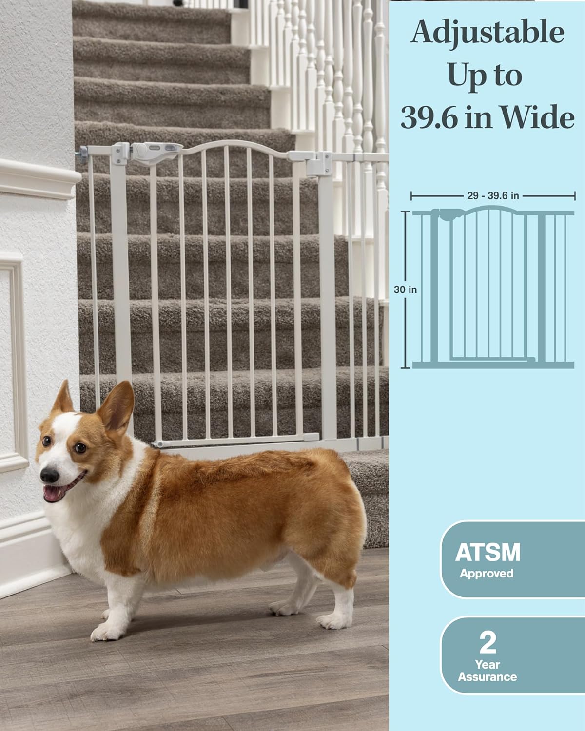 Puerta para perros, puerta de cierre automático para mascotas con puerta de  paso, puerta para mascotas para escaleras y puertas, 30 pulgadas de alto x