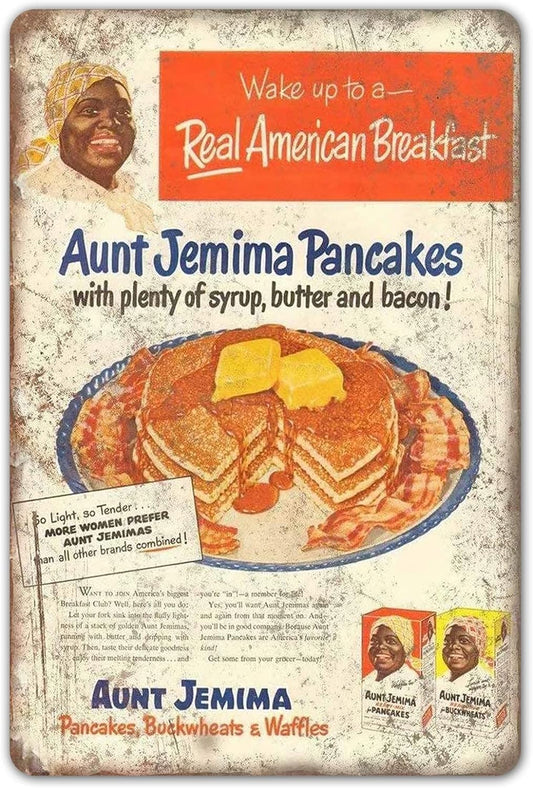 Decoración retro de cocina, Aunt Jemima Pancake Waffle Mix Letreros de metal,