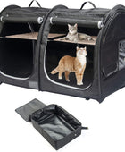 Mispace Jaula portátil para gatos con doble compartimento, fácil de plegar y