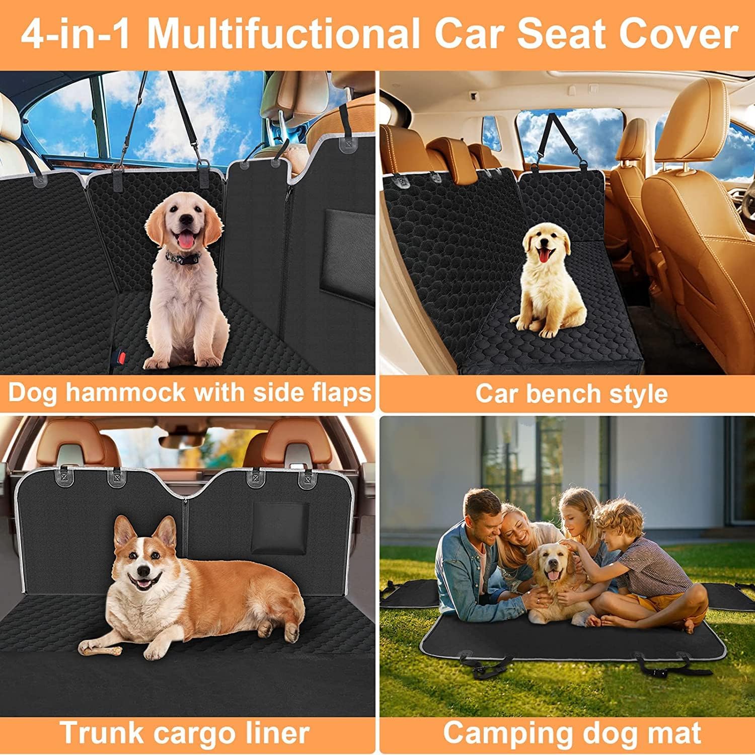Mancro Funda de asiento de automóvil para perro para asiento trasero, protector