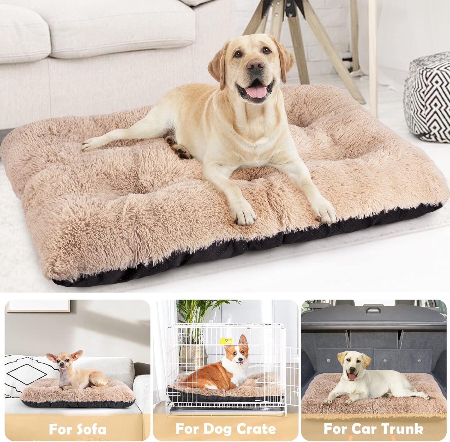 Almohadilla de cama grande para perro, ultra suave, relajante, lavable,