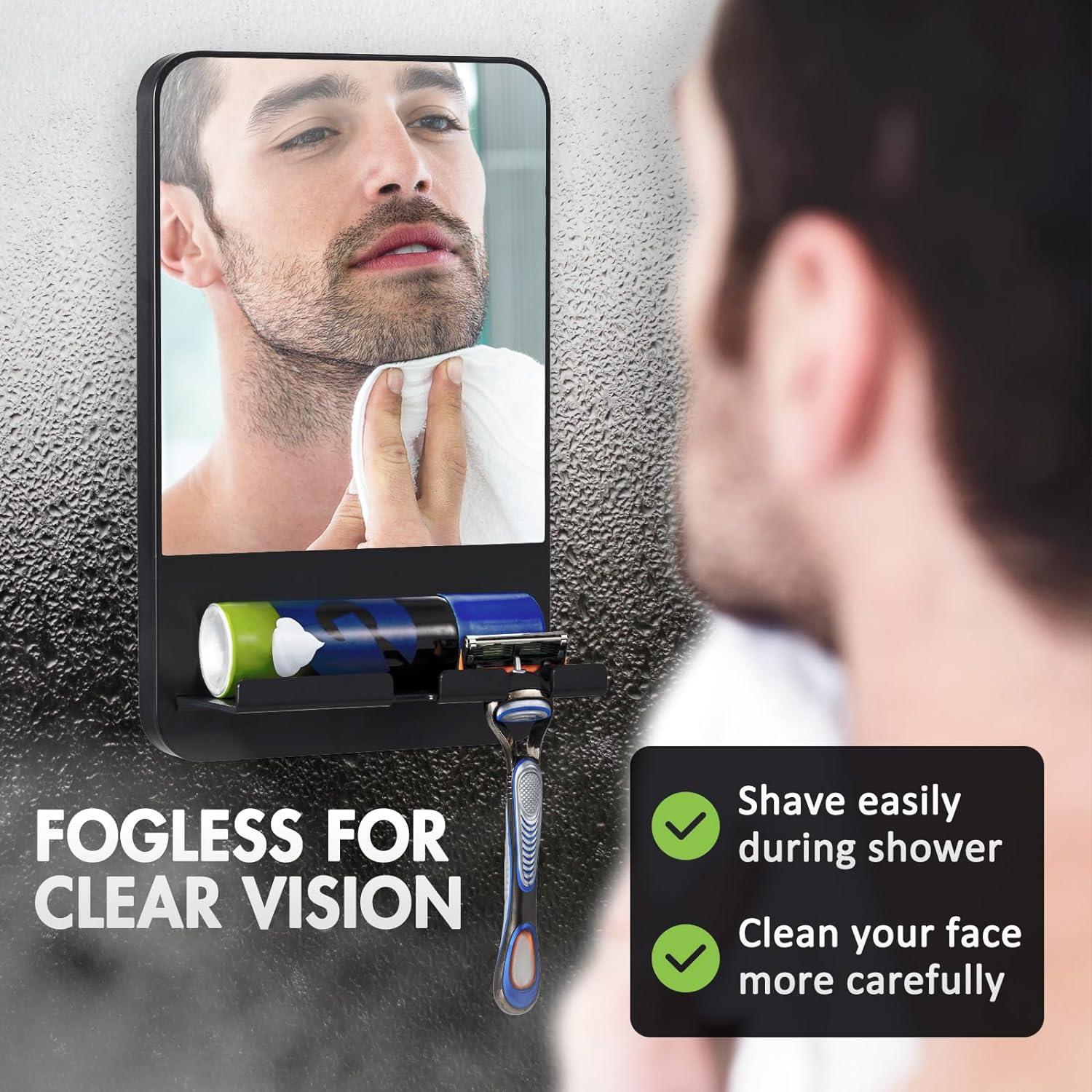 Espejo de ducha con ventosa sin niebla para afeitar, con soporte para - VIRTUAL MUEBLES