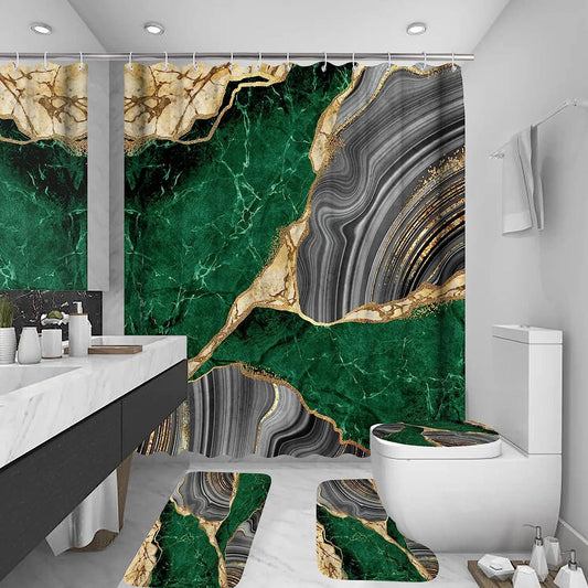 Juego de 4 cortinas de ducha con diseño de mármol, juego de decoración de baño, - VIRTUAL MUEBLES