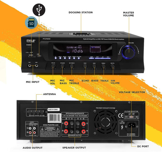 Sistema receptor estéreo digital de 300 W AMFM Qtz Sintonizador sintetizado - VIRTUAL MUEBLES