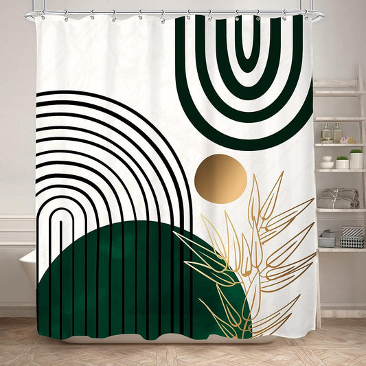 Cortina de ducha abstracta verde chic para decoración de baño, 60 pulgadas de - VIRTUAL MUEBLES