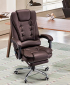Silla de oficina de masaje de 7 puntos con calor, silla ergonómica reclinable