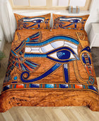 Juego de funda de edredón egipcia, estilo egipcio, con ojos azul marino, para