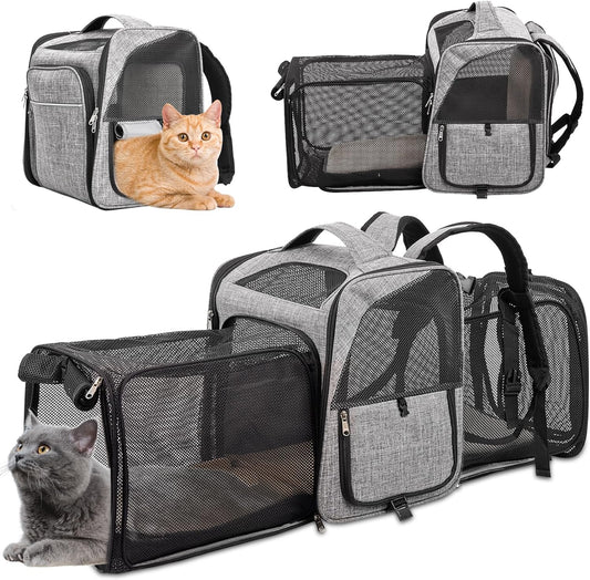 Mochila transportadora para gatos, mochila expandible de 2 lados para gatos y