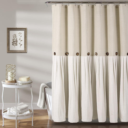 Lush Decor Cortina de ducha de lino mezcla de lino de algodón Linen 72 x 72 - VIRTUAL MUEBLES