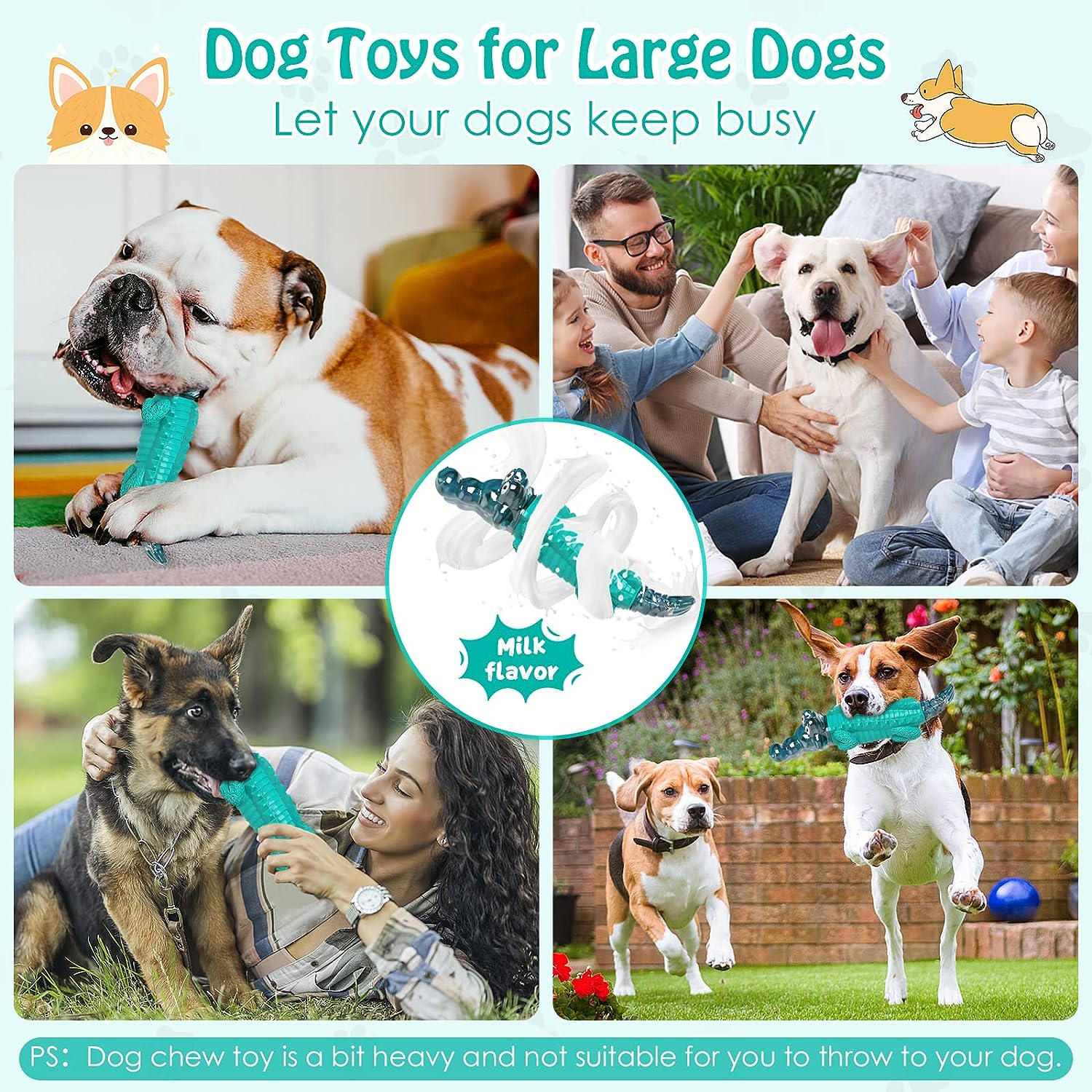 Pamlulu Juguetes para perros medianos, juguetes masticables indestructibles  para perros, juguetes resistentes para la dentición para cachorros