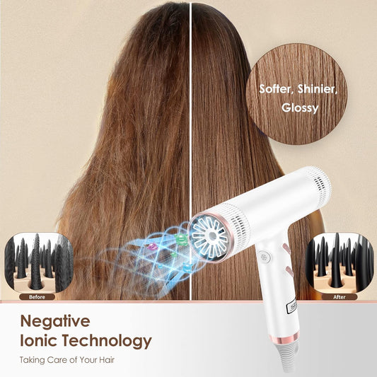 Secador de pelo profesional con difusor, potente secador iónico negativo con