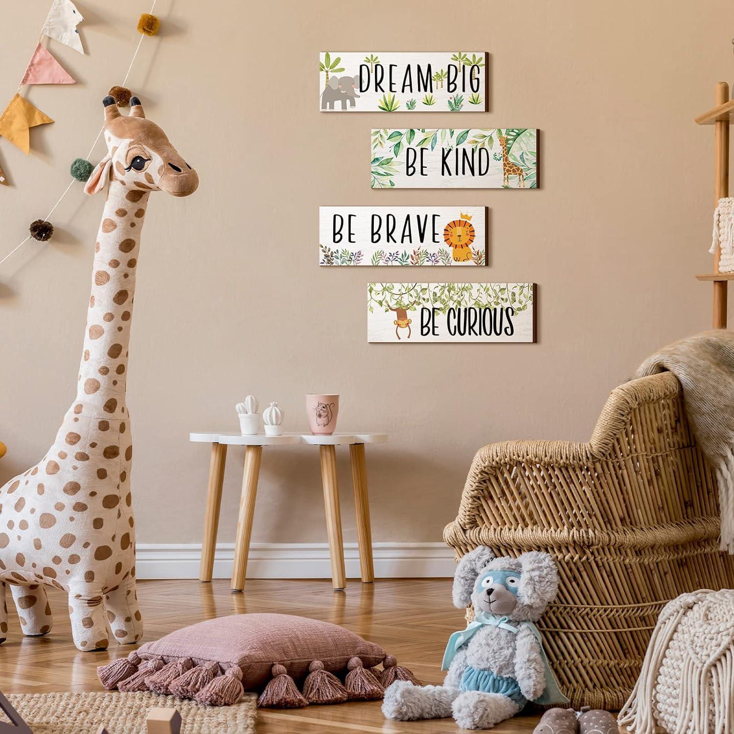 4 piezas de decoración de guardería de bosque para bebé, safari para bebé, - VIRTUAL MUEBLES