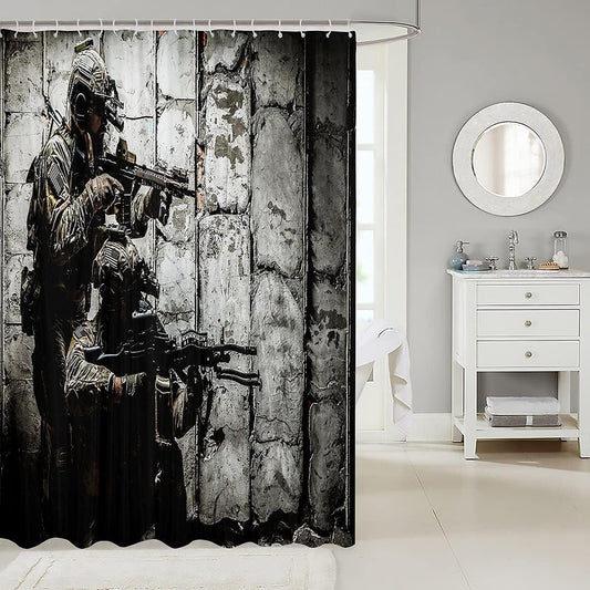 Cortinas de ducha de soldado para baño, para niños, adolescentes, bajo misión, - VIRTUAL MUEBLES