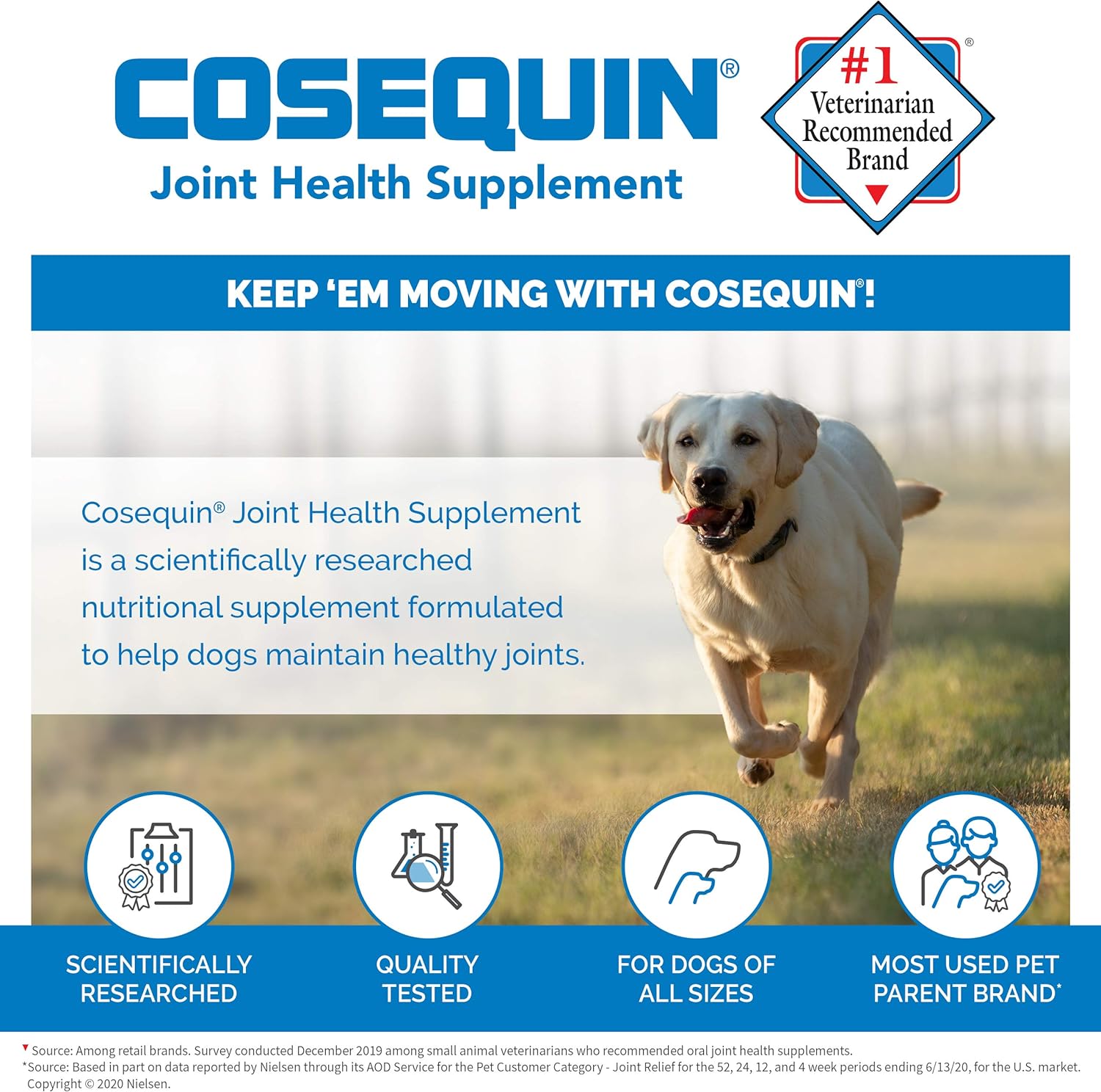 Cosequin Suplemento de salud articular para perros mayores Con glucosamina,