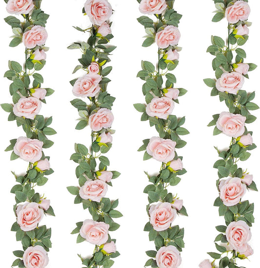 4 unidades (26 pies), guirnalda de flores artificiales de seda falsa, para - VIRTUAL MUEBLES