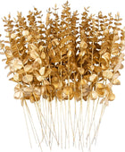 36 tallos de eucalipto dorados artificiales, decoración de ramas de eucalipto, - VIRTUAL MUEBLES