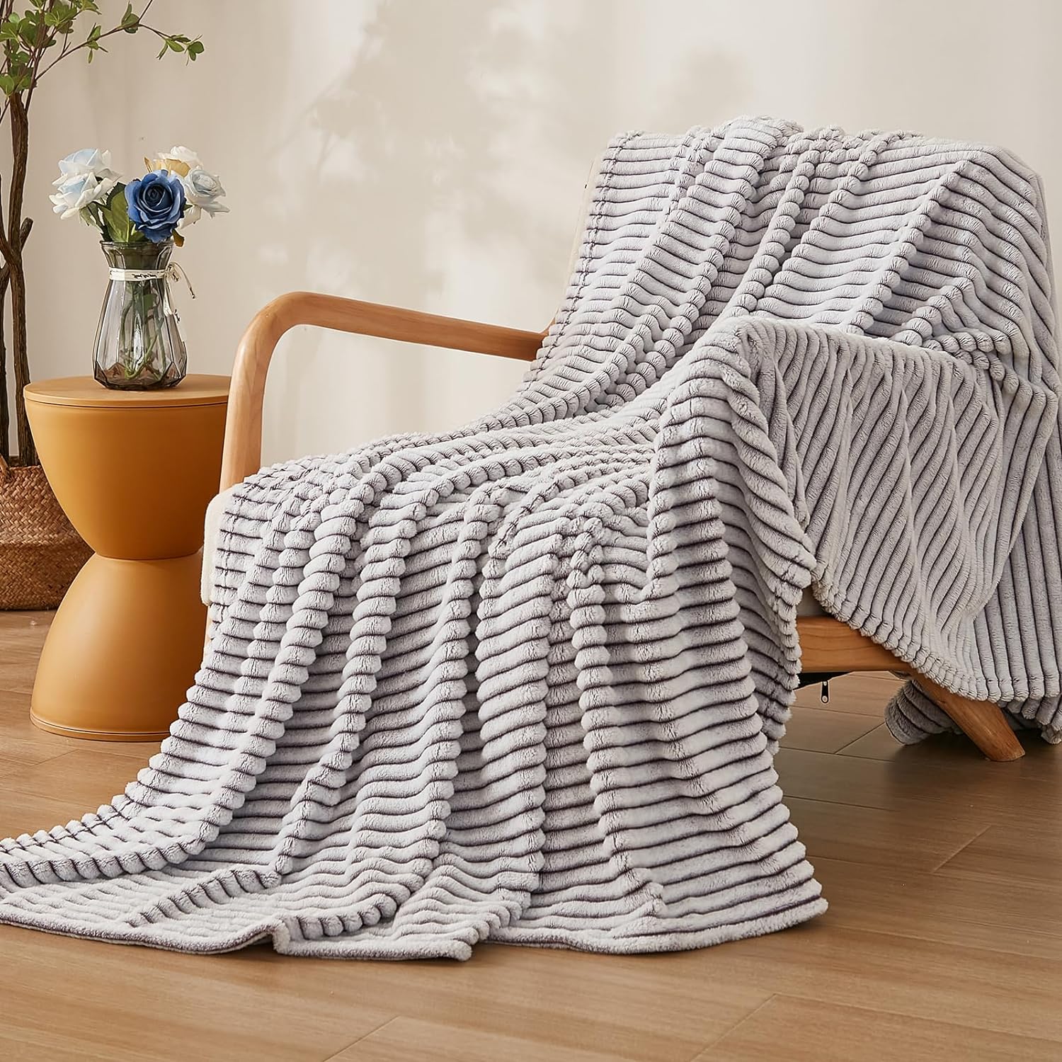 Manta Sherpa para sofá, manta de franela a rayas para sofá para uso en -  VIRTUAL MUEBLES