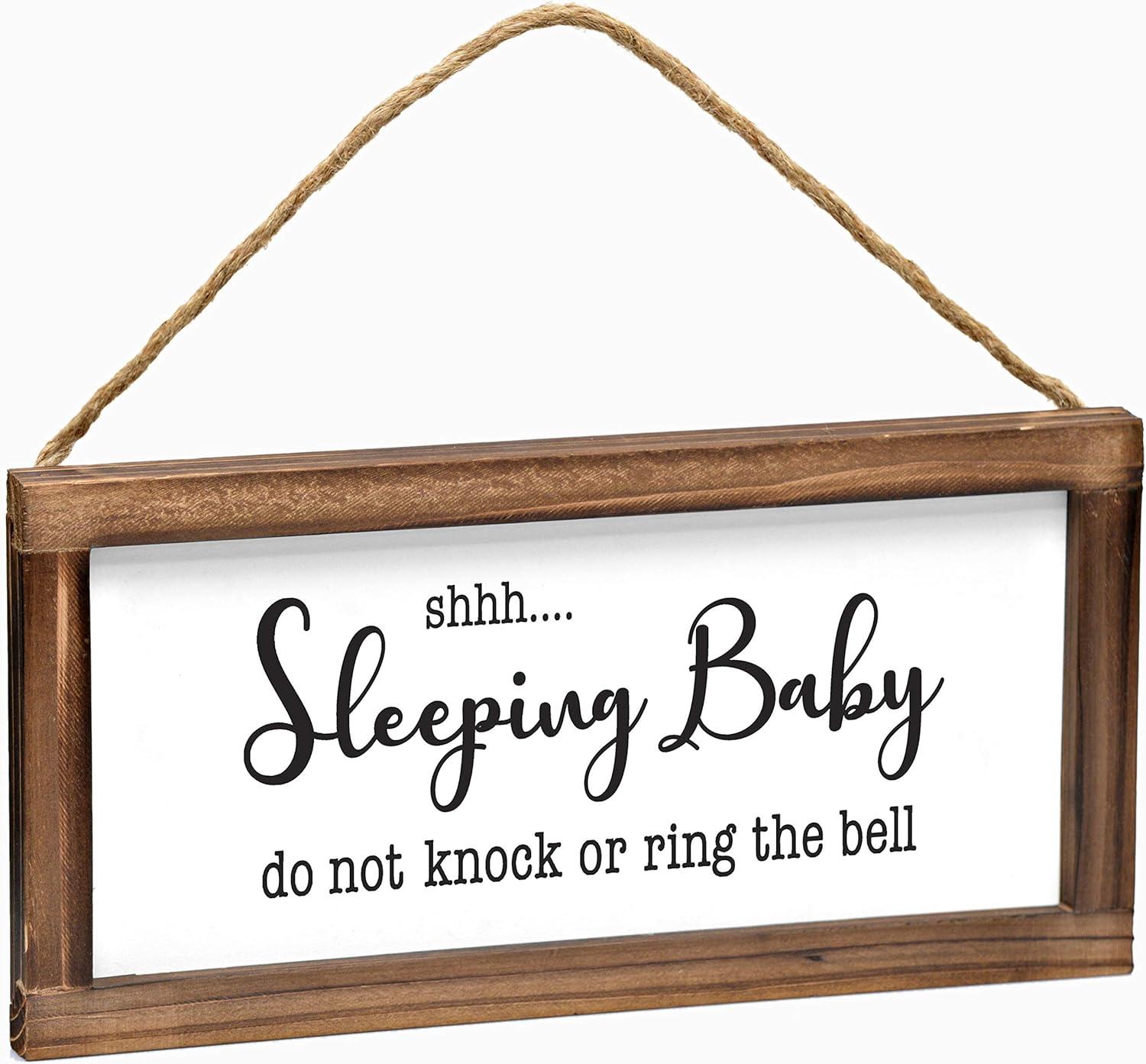 Letrero para puerta de bebé para dormir, 6 x 12 pulgadas, letrero para puerta - VIRTUAL MUEBLES