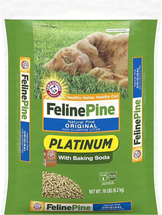 Feline Pine Platinum Arena para gatos no aglutinante, 18 libras.