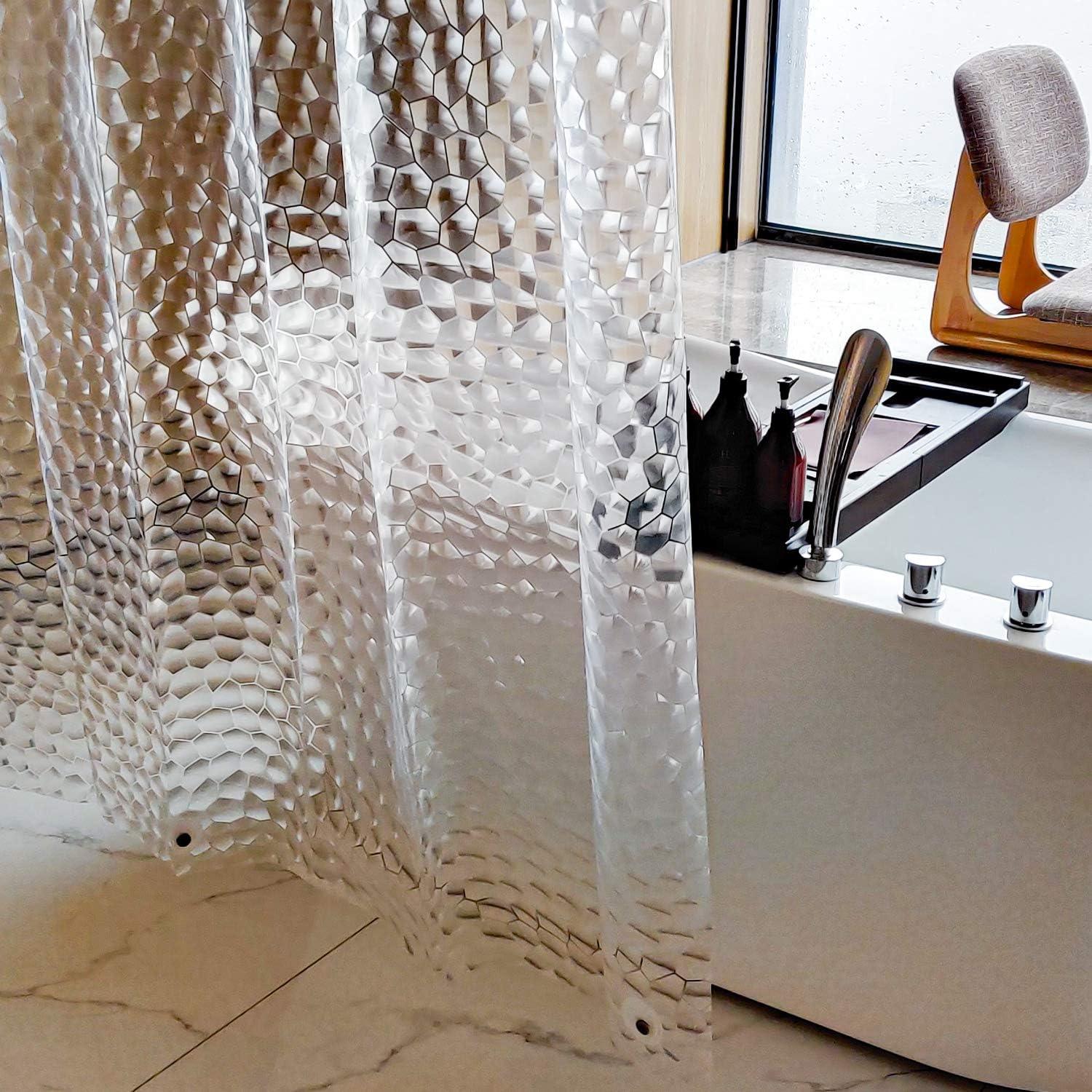  NTBAY - Cortina de ducha transparente de etilvinilacetato,  repelente al agua, para cabina de ducha de baño, cubos de agua, 72 x 72  pulgadas : Hogar y Cocina