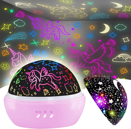 Luz nocturna para niños, luz nocturna de unicornio y proyector de estrellas, - VIRTUAL MUEBLES