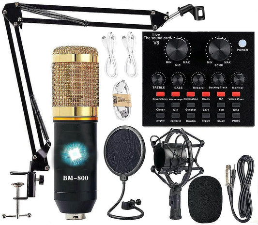 Paquete de equipo de podcast, paquete de estudio de grabación BM-800 con