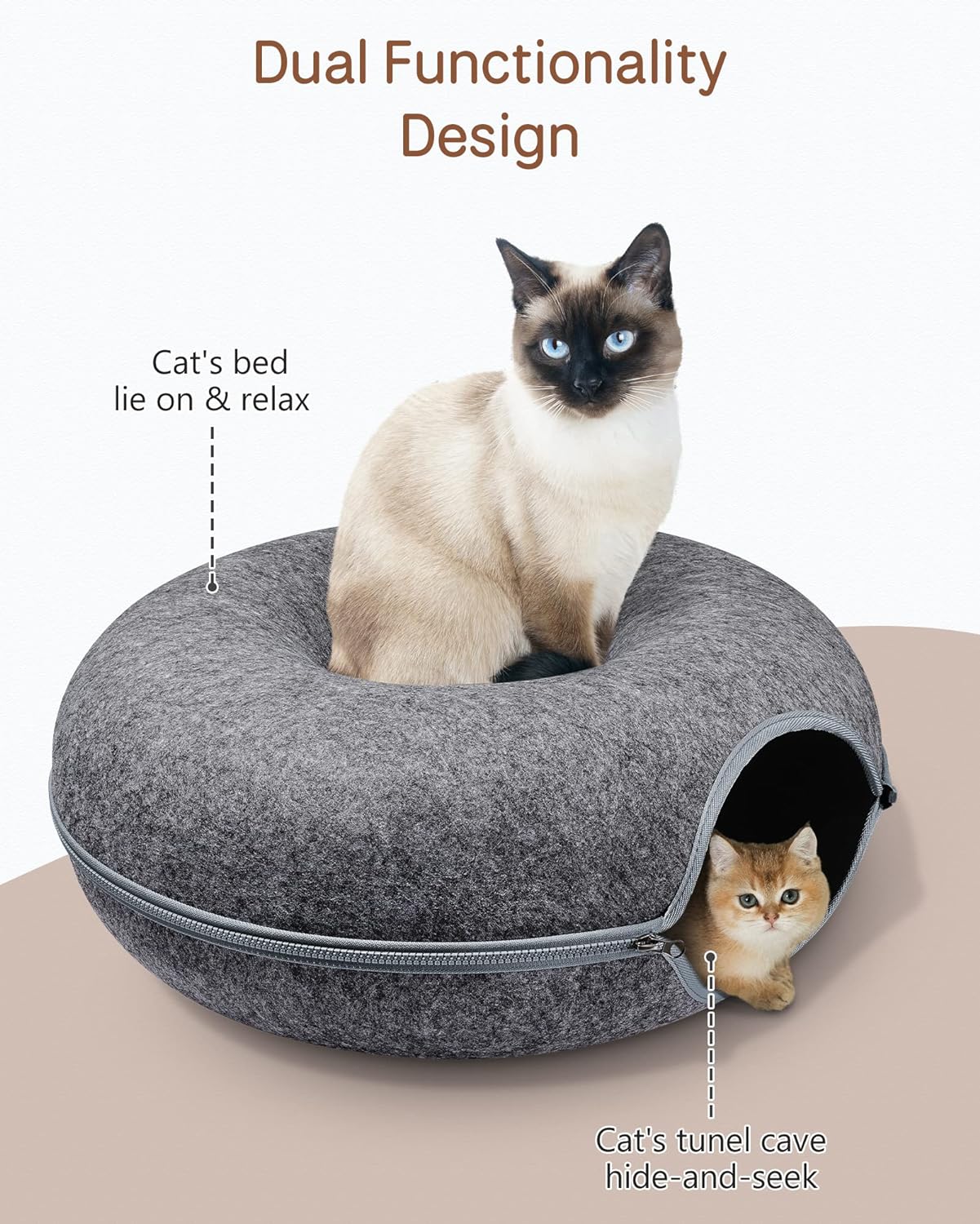 Cueva para gatos de interior, cama de túnel para gatos, resistente a los