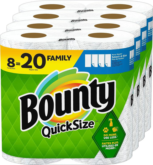 Bounty toallas de papel de tamaño rápido, blanco, 8 rollos familiares 20 rollos - VIRTUAL MUEBLES