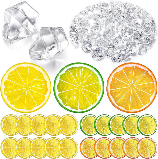 300 cubos de hielo triturados falsos transparentes y 20 rodajas de limón de - VIRTUAL MUEBLES