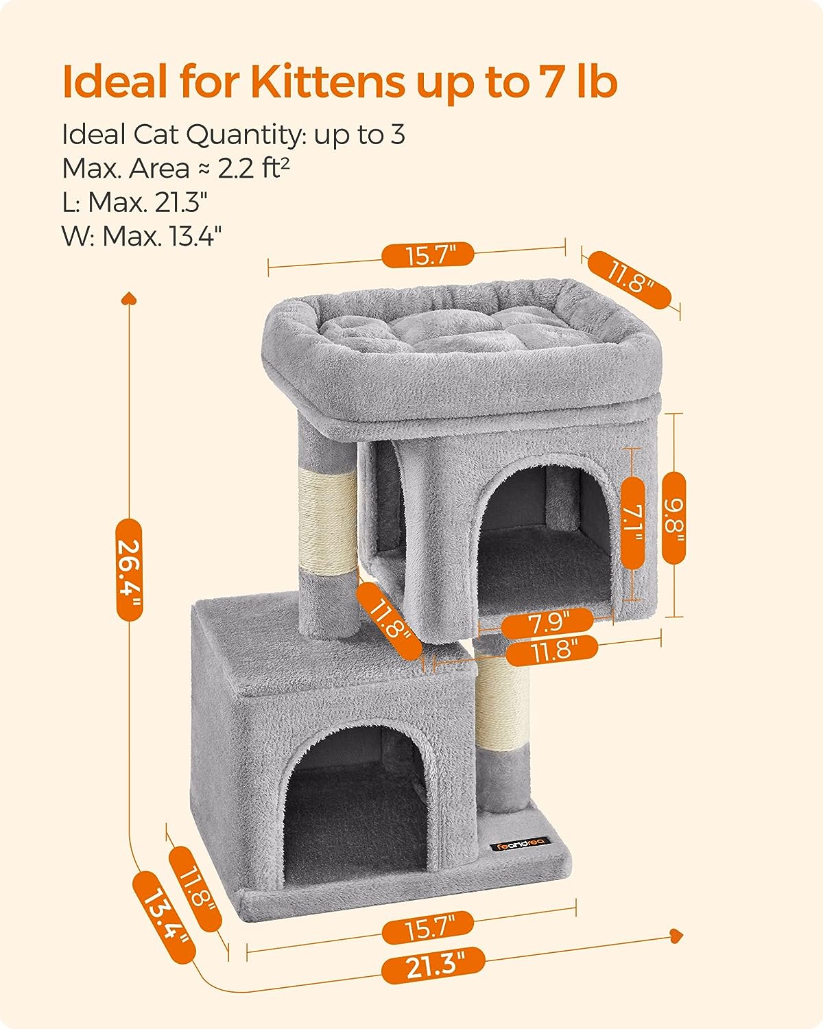 Árbol para gatos, torre para gatos de 26.4 pulgadas, S, condominio para gatos