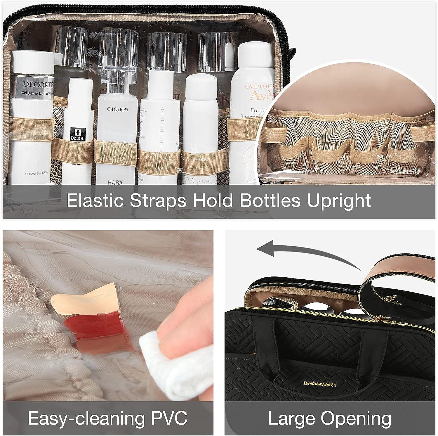 BAGSMART Neceser grande, organizador de maquillaje de viaje, resistente al  agua, bolsa de cosméticos para maquillaje, bolsa de viaje para accesorios