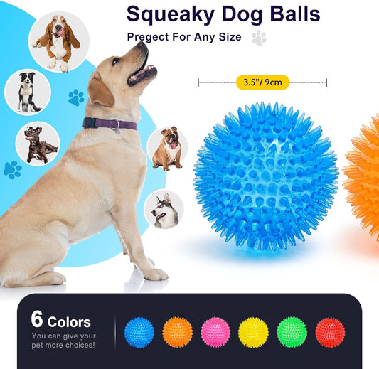 Pelotas de juguete chirriantes para perros de 3.5 pulgadas (6 colores),